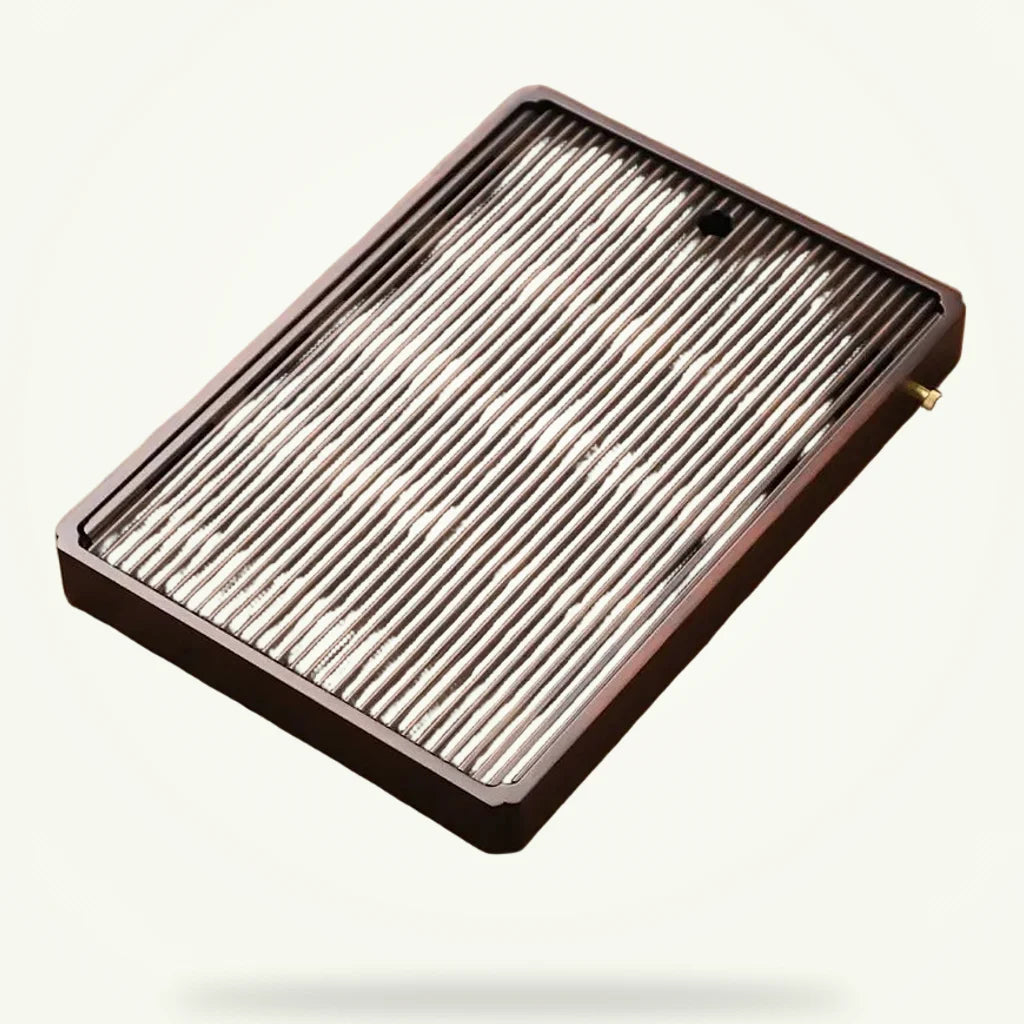 Bamboo Tea Tray with Slatted Top and Hidden Reservoir, product photo on a plain background