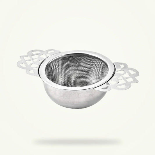 Baroque Tea Strainer - Elegant Stainless Steel Infuser, product photo on a plain background