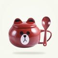 Bear Tea Mug with Lid and Spoon - 600ml Porcelain