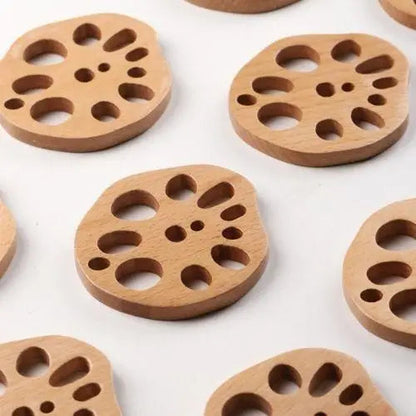 Stack of beech wood tea coasters