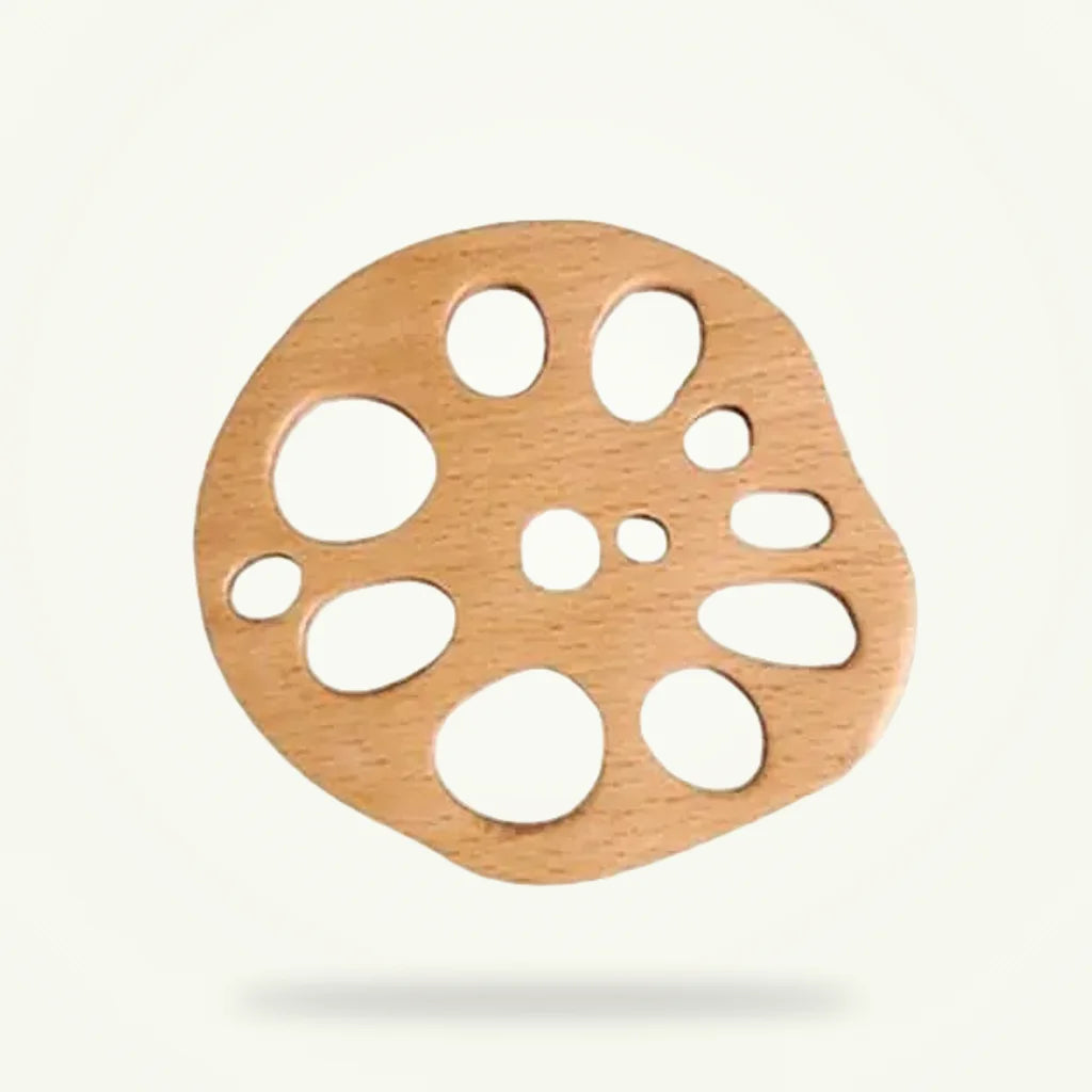 Beech Wood Lotus Root Coaster Set for Teacups and Mugs, product photo on a plain background