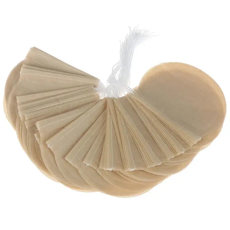 Close-up of natural plant-fiber texture on an unbleached tea filter bag
