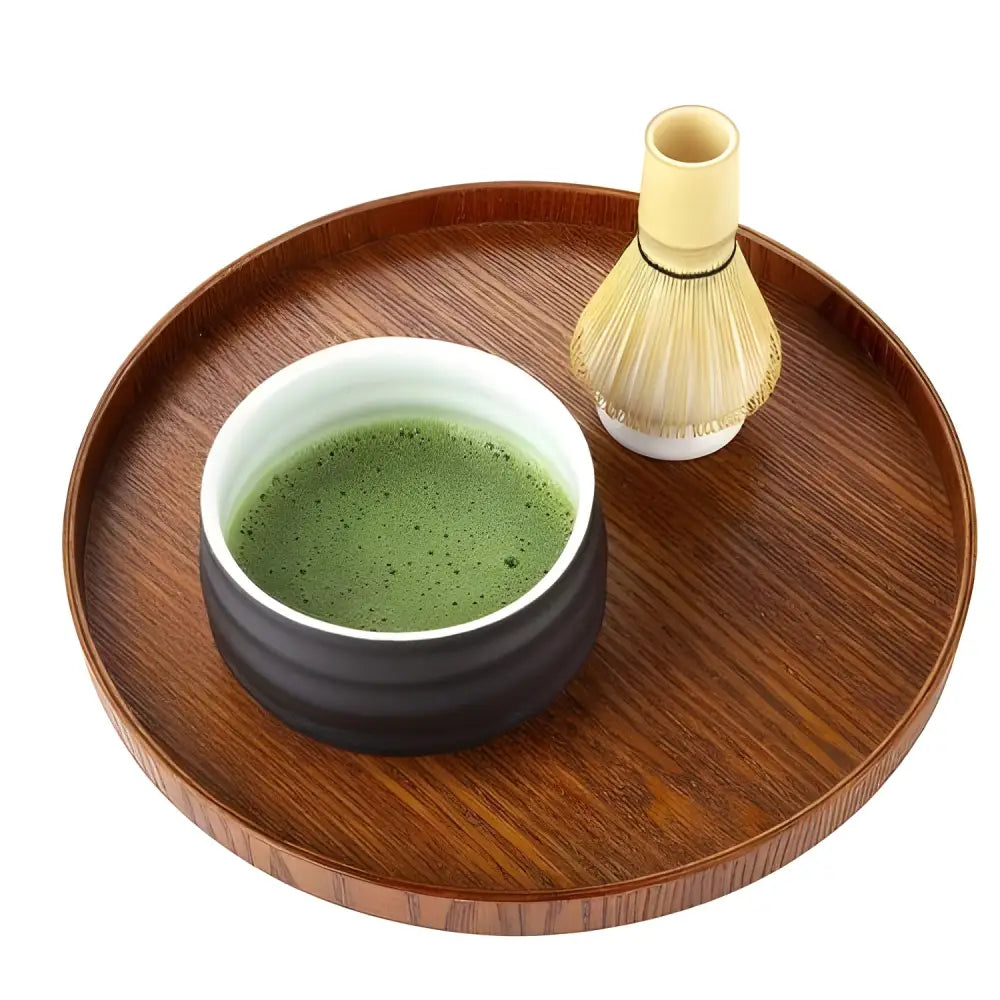 Top-down view of black chawan bowl showing wide open interior