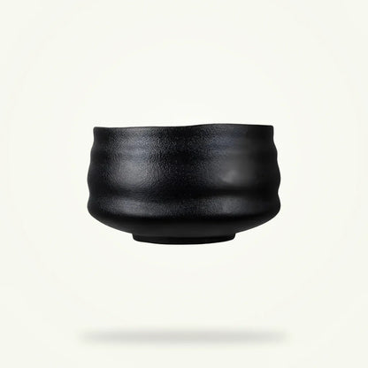 Black Chawan Matcha Bowl, Handcrafted Japanese Ceramic Tea Bowl, product photo on a plain background