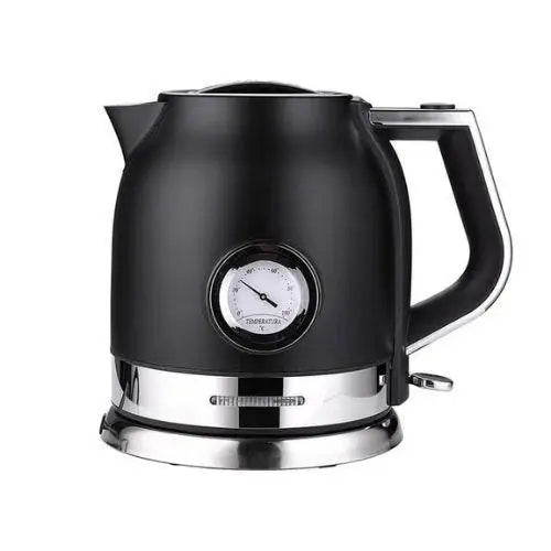 Black electric kettle on kitchen counter