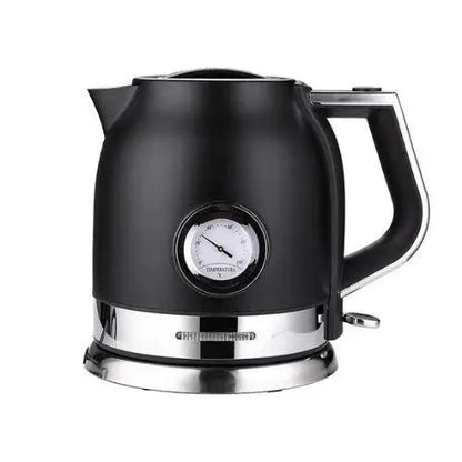 Black electric kettle on kitchen counter