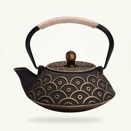 Black Gold Scale Cast Iron Teapot, 34 oz