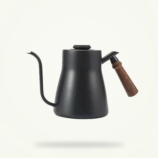 Black Swan Neck Teapot with Wood Handle - Vintage Style Stovetop Kettle, product photo on a plain background