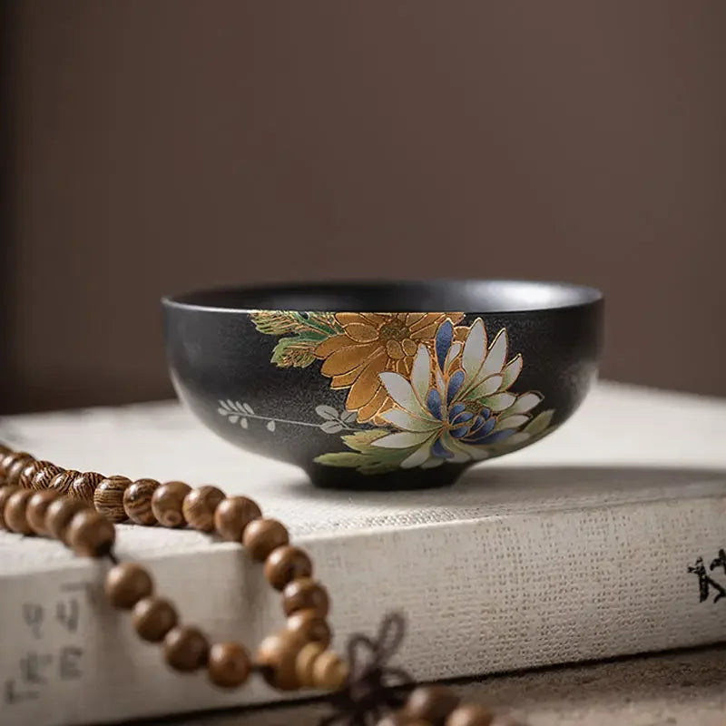Black Tea Cup with Silver Relief - view 4