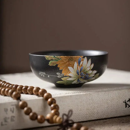 Black Tea Cup with Silver Relief - view 4