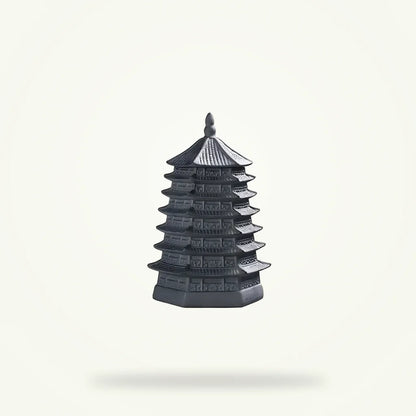 Black ceramic tea canister Temple of Asia, 250g loose leaf storage jar, front packshot
