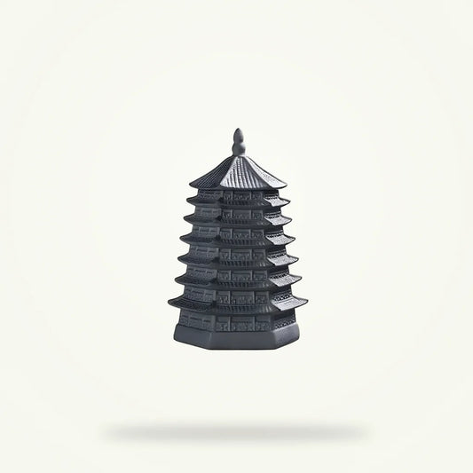 Black ceramic tea canister Temple of Asia, 250g loose leaf storage jar, front packshot