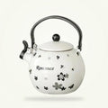Black & White Butterfly Porcelain Whistling Tea Kettle - 70 oz