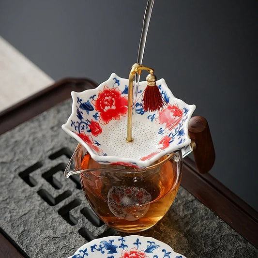 Blue and White Porcelain Umbrella Tea Strainer