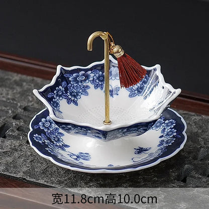 Blue and White Porcelain Umbrella Tea Strainer - view 2