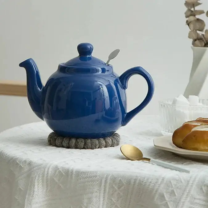 Blue ceramic teapot 800ml with deep blue glaze