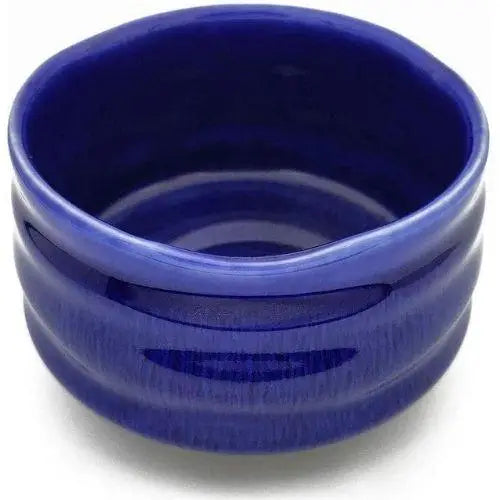 Handcrafted blue chawan with matcha whisk