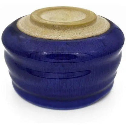 Close up of blue porcelain chawan rim