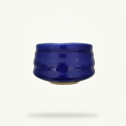 Blue Porcelain Chawan Matcha Bowl - Handcrafted Japanese Tea Bowl, product photo on a plain background