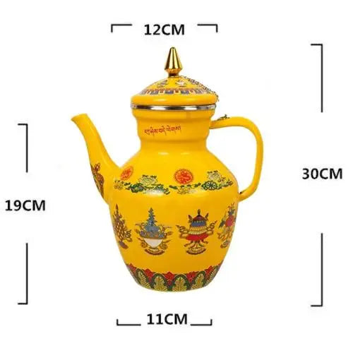 Large 110 oz Buddhist porcelain kettle showing full size and proportions