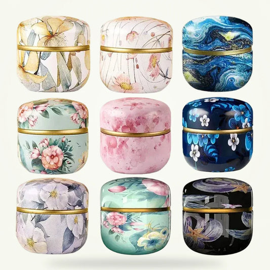 Cast iron tea caddy with double compartment, full product view on white background