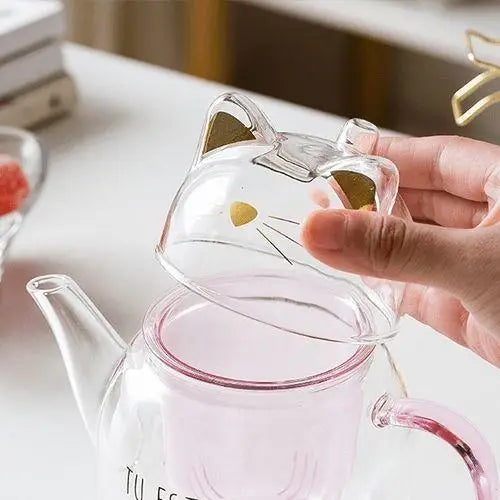 Cat glass teapot lid, cute cat design