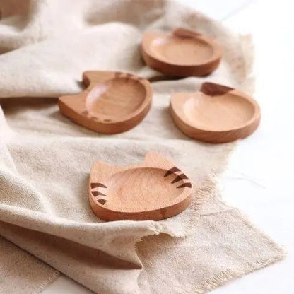Set of cat wooden coasters for tea cups