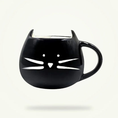 Cat Mustache Tea Cup with Spoon, product photo on a plain background