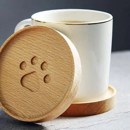 Cat paw coasters under tea cup