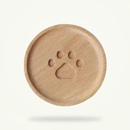 Cat Paw Coaster Set - Wooden Tea Cup Saucer, product photo on a plain background