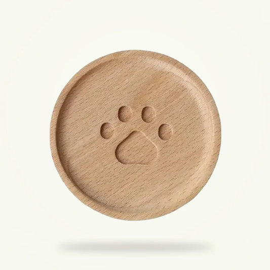 Cat Paw Coaster Set - Wooden Tea Cup Saucer, product photo on a plain background
