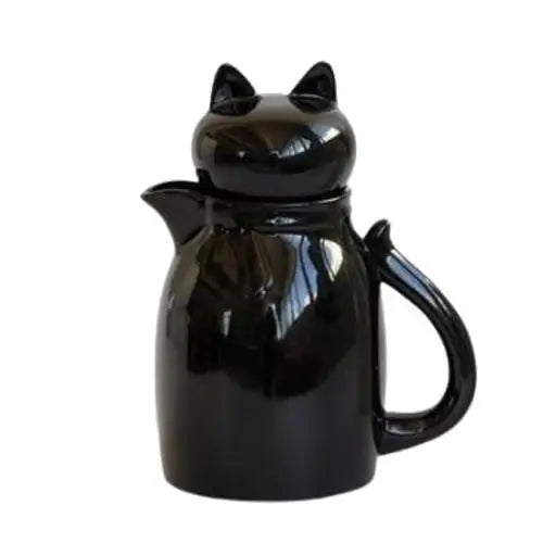 Black cat shaped teapot with cute design