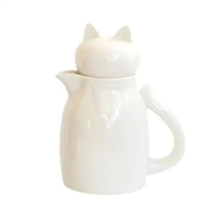 White cat shaped teapot with porcelain finish