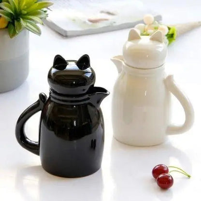 Cat shaped teapot with steam coming out
