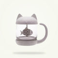 Cat Tea Cup with Infuser, Clear Glass, 8.5 oz