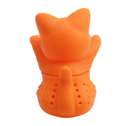 Cat tea infuser with steam rising
