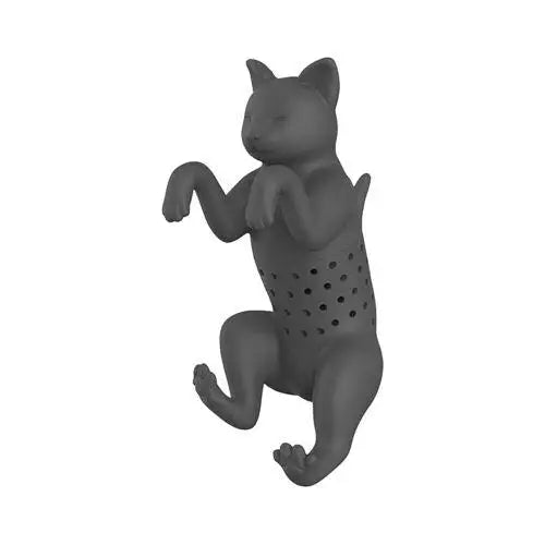 Gray cat tea infuser on a saucer
