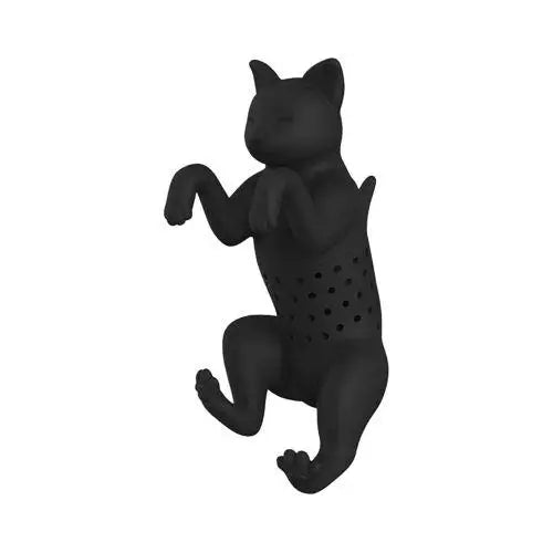 Black cat tea infuser on a mug