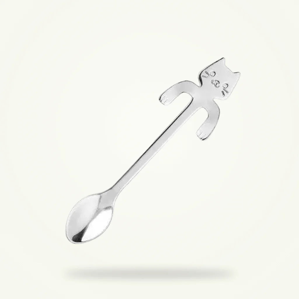 Cat Teaspoon, Stainless Steel Cat Spoon for Tea (Set of 2, 4, or 6), product photo on a plain background