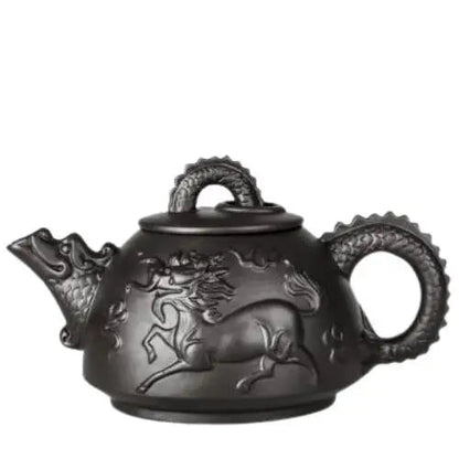 Black Yixing teapot with celestial horse design