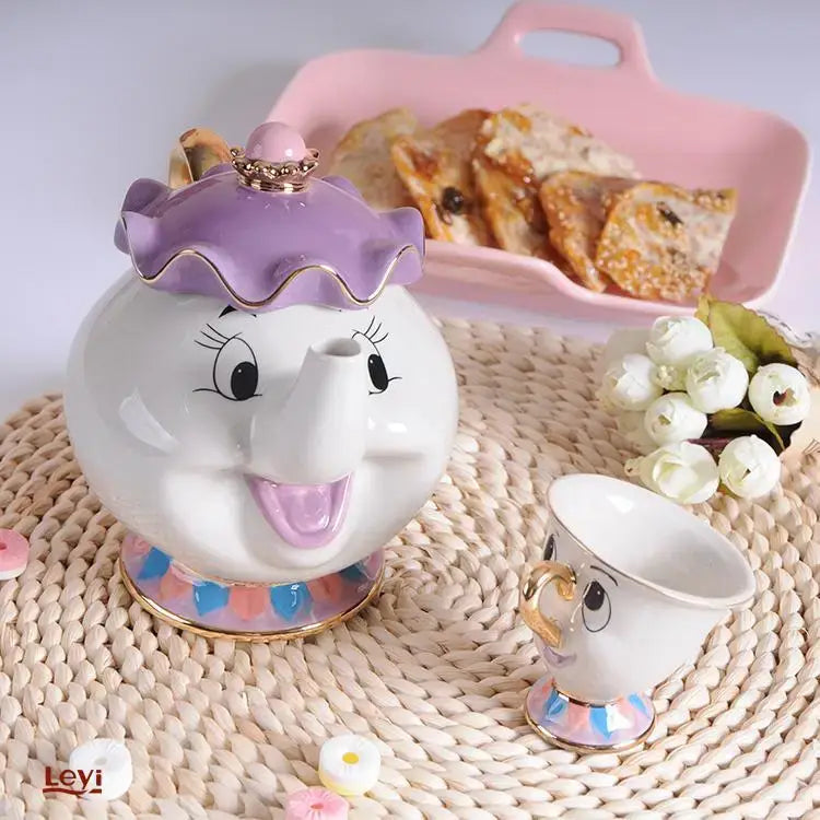 500ml hand-painted elephant teapot with gold trim