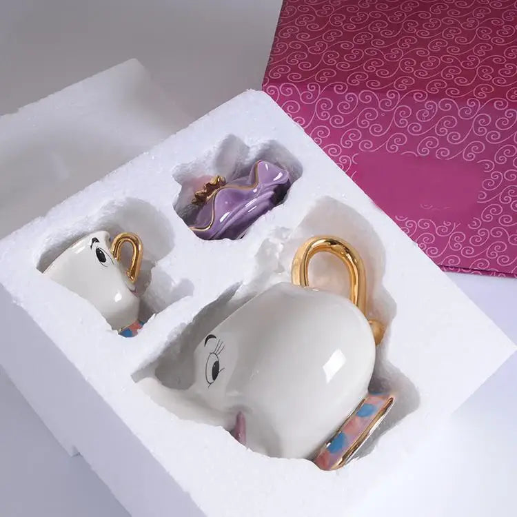 500ml ceramic teapot with elephant design and cups