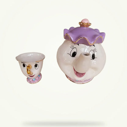Ceramic Elephant Teapot with Cups - 500ml, product photo on a plain background
