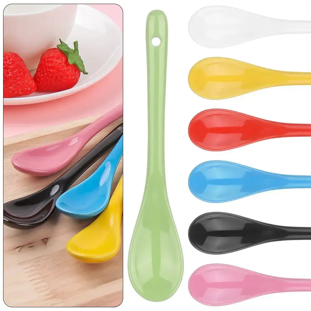 Hand-painted ceramic spoons in pastel colors