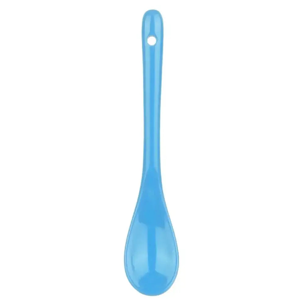 Blue ceramic tea spoon with long handle