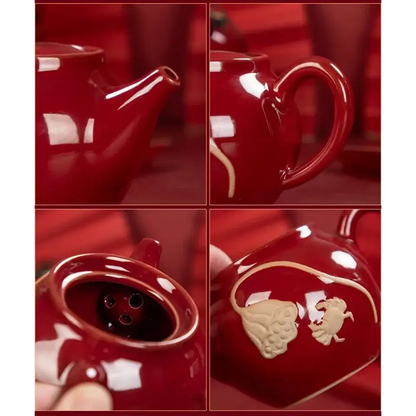 Ceramic teapot for one with infuser and cup