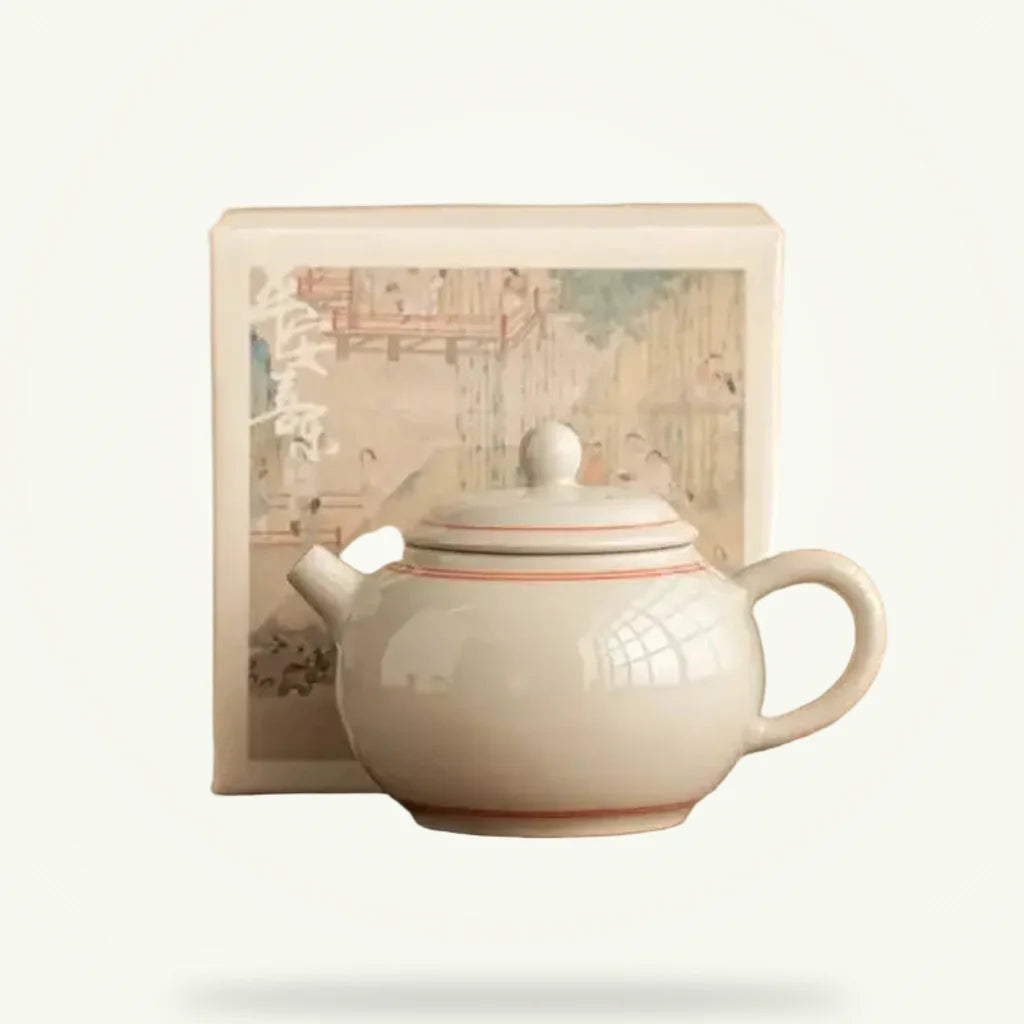 Ceramic Teapot with Clean Lines - 150ml Handmade Porcelain Teapot, product photo on a plain background
