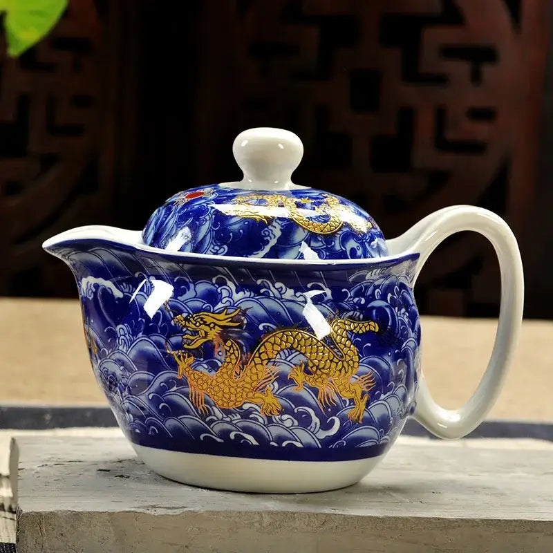 Ceramic dragon teapot with infuser for loose leaf tea
