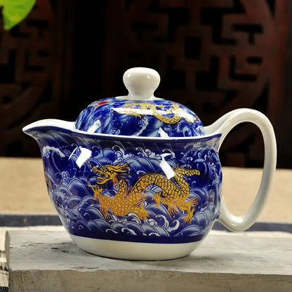 Ceramic dragon teapot with infuser for loose leaf tea