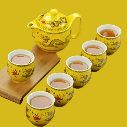 Ceramic dragon teapot with strainer for tea